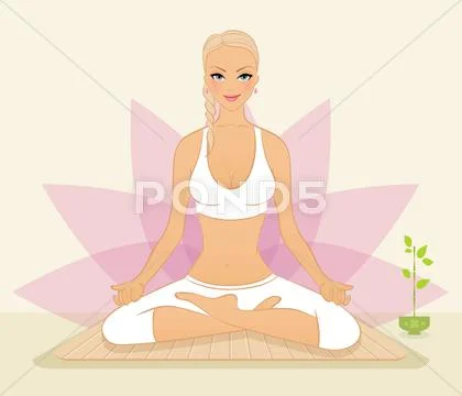 Beautiful woman doing youga exercises Stock Illustration