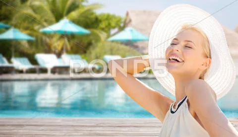Beautiful Woman Enjoying Summer Over Beach