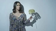 Beautiful Woman With Flower Stock Footage