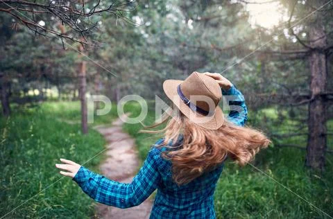 Beautiful woman in the forest Stock Photos