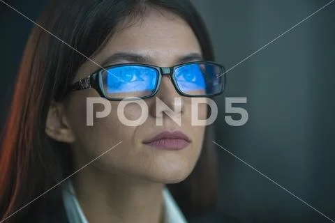 The beautiful woman in glasses Stock Photos