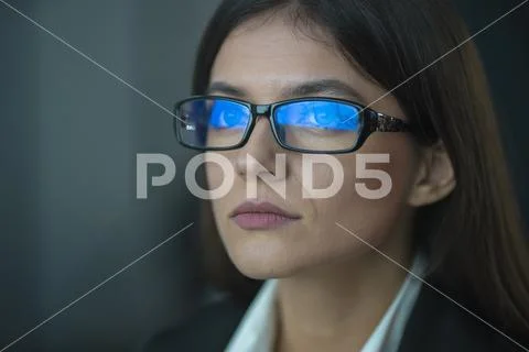 The beautiful woman in glasses Stock Photos