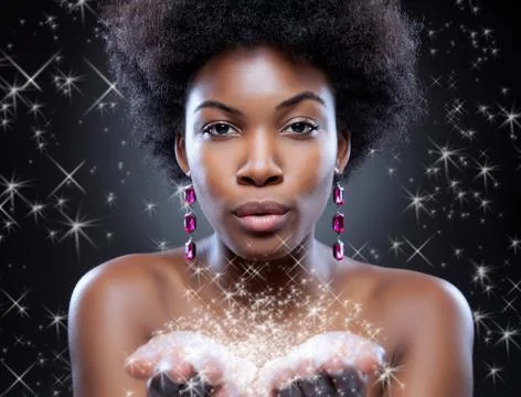 Beautiful woman making magic Stock Illustration
