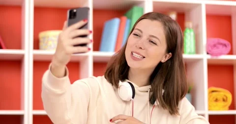 Beautiful woman making a video call smiling and talking. Stock Footage 158702653