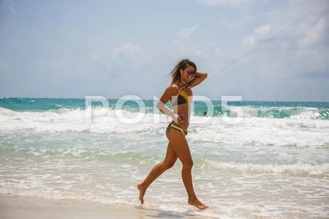 Beautiful woman in the ocean Stock Photos