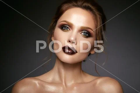 Beautiful woman with professional make up Stock Photos