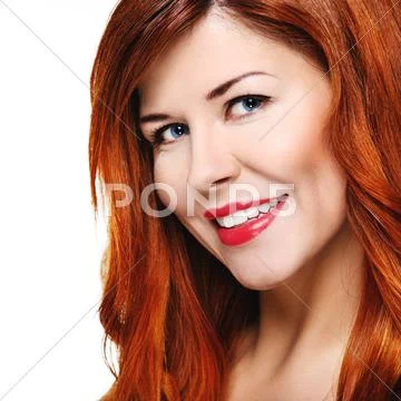 Beautiful woman with red hair Stock Photos