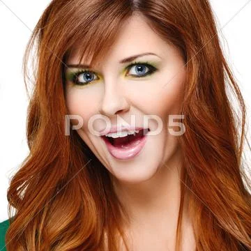 Beautiful woman with red hair Stock Photos