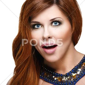 Beautiful woman with red hair Stock Photos