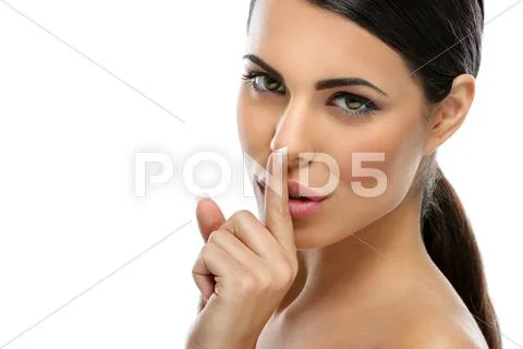 Beautiful woman saying shh Stock-Fotos