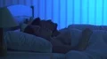 The beautiful woman sleeping near the man in the bed. night time 4k or 4k+ Resolution