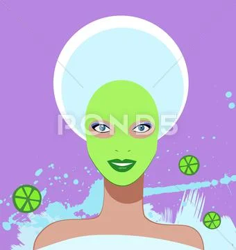 Beautiful woman. spa facial mask. Stock Illustration