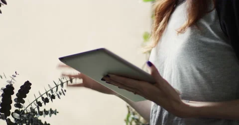Beautiful woman using digital tablet Stock Footage 63373933