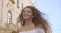 The beautiful woman walk on the street. Slow motion. Wide angle 4k or 4k+ Resolution