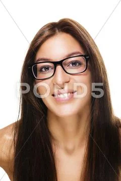 Beautiful woman wearing black glasses Stock Photos