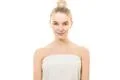 The beautiful woman on the white background Photo