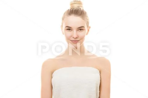 The beautiful woman on the white background Stock Photos