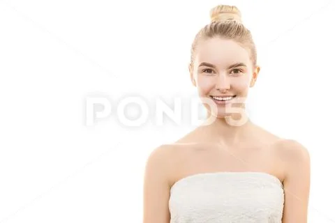 The beautiful woman on the white background Stock Photos