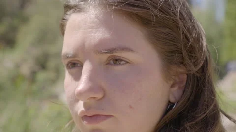 Beautiful woman’s eyes opening while looking at Camera, having nice Eyelashes Stock Footage 147139619