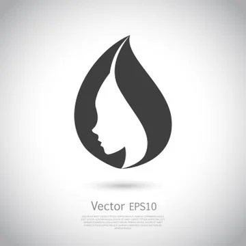 Beautiful womans profile inside the leaf. Abstract design concept for beauty Stock Illustration
