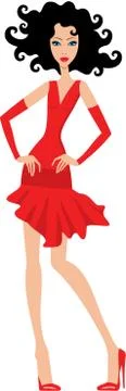 Beautiful women in dresses Stock Illustration