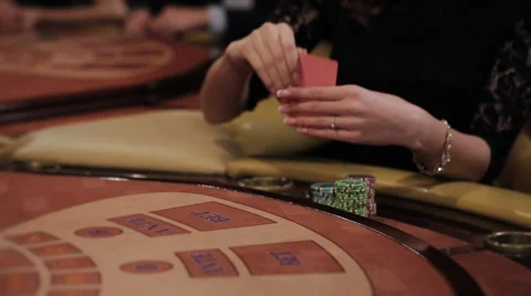 Beautiful Women Playing at the Table Blackjack in a Casino Stock Footage