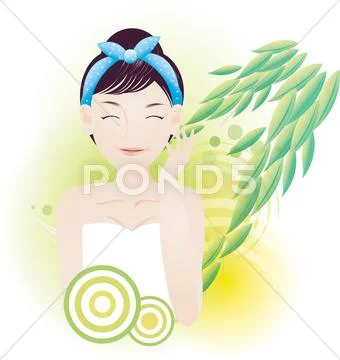 Beautiful women washing her face Stock Illustration