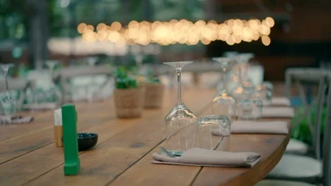 A beautiful wooden dining table. Video stock 236630743