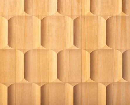 Beautiful wooden texture of rectangular planks folded into curly squares. Foto stock