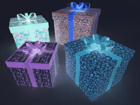Beautiful wrapped multi colour fluorescent   holiday presents Stock Illustration