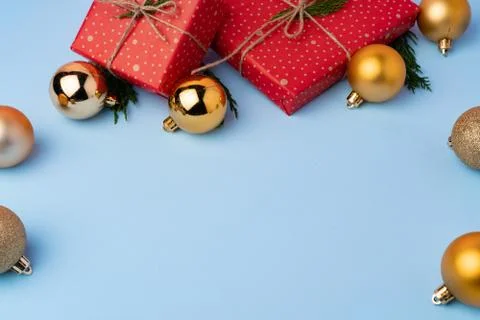 Beautiful wrapped red git boxes for Christmas Stockfoto's