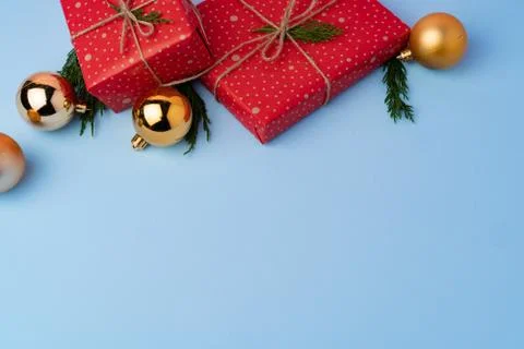 Beautiful wrapped red git boxes for Christmas Foto stock