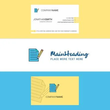 Beautiful Write document Logo and business card. vertical Design Vector Stock Illustration