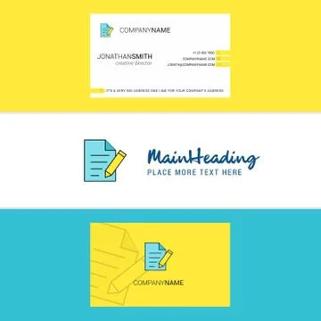 Beautiful Write document Logo and business card. vertical Design Vector Stock Illustration