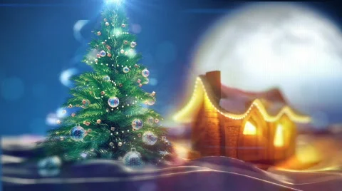 Beautiful Xmas Tree Zoomout Stock Footage
