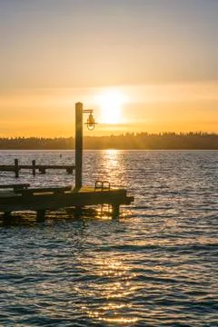Beautiful yatch dock in the sunset. Stock Photos