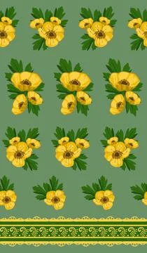 Beautiful yellow buttercup flower pattern design great lovely textile pattern Stock Illustration