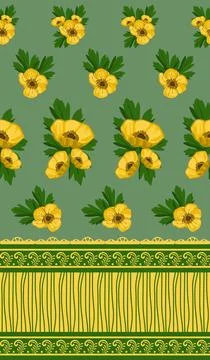 Beautiful yellow buttercup flower pattern design great lovely textile pattern Stock Illustration