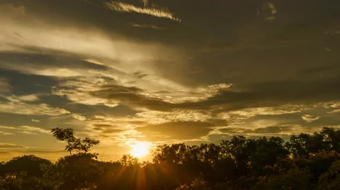Beautiful yellow cloudscape with large, building clouds and sunset. 스톡 동영상 51835333