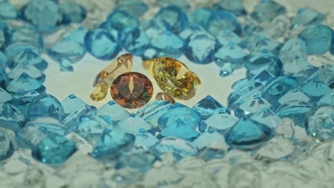 .beautiful yellow diamonds in different size on white background. Stock Footage 249518248