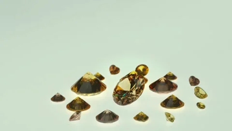 .beautiful yellow diamonds in different size on white background. Stock Footage 252433112