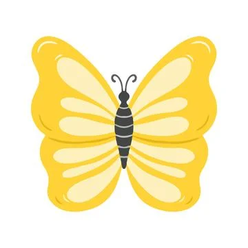 Beautiful Yellow Monarch Butterfly with Patterned Wings Stock Illustration