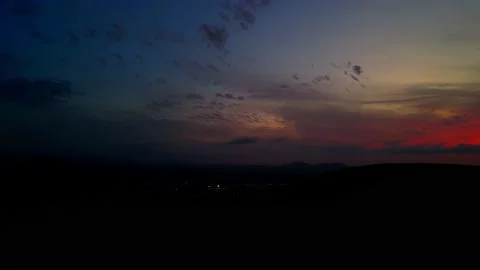 Beautiful yet dramatic sunset skies over Calderon Hondo near Corralejo Stock Footage 227769808