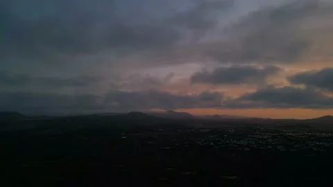 Beautiful yet dramatic sunset skies over Calderon Hondo near Corralejo Stock Footage 227770160