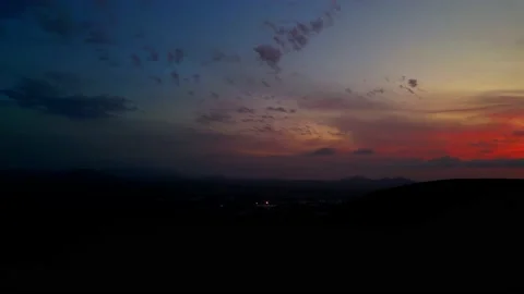 Beautiful yet dramatic sunset skies over Calderon Hondo near Corralejo Stock Footage 227770252