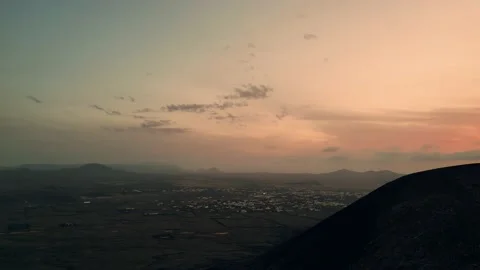 Beautiful yet dramatic sunset skies over Calderon Hondo near Corralejo Stock Footage 227770549