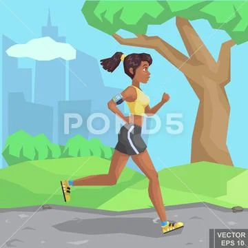 Girl running in park young woman jogging Vector Image