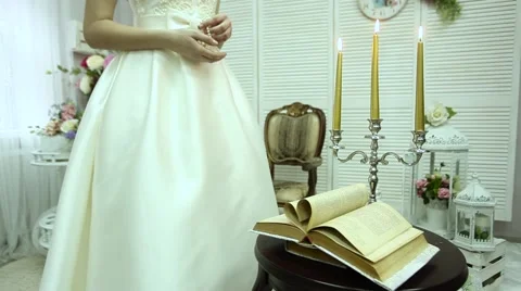 Beautiful Young bride in  decor Stock Footage 61685886