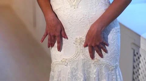 Beautiful young bride posing dolly slow motion Stock Footage 68109813