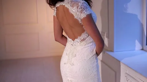 Beautiful young bride posing dolly slow motion Video stock 68110119